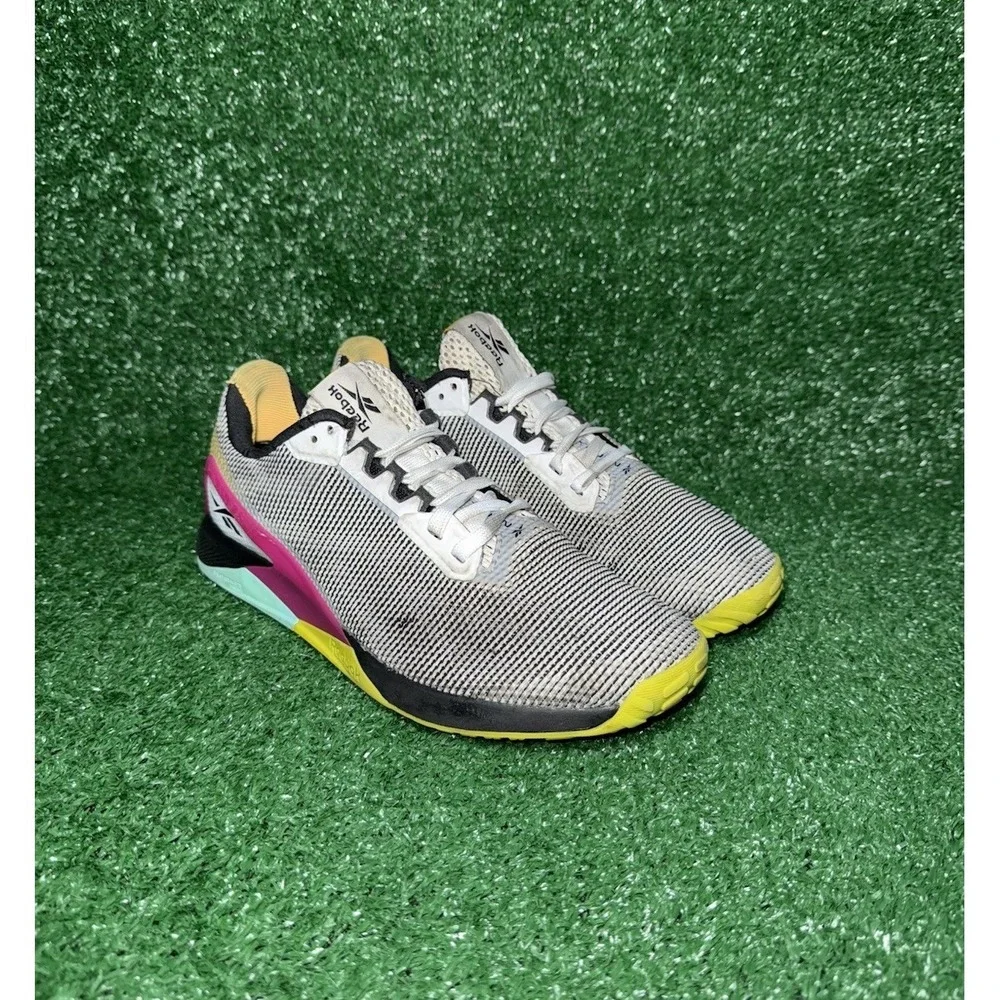 Reebok Nano X Mens 7.5 Womens 9 White Black Pink Running Shoes Comfort Sneakers